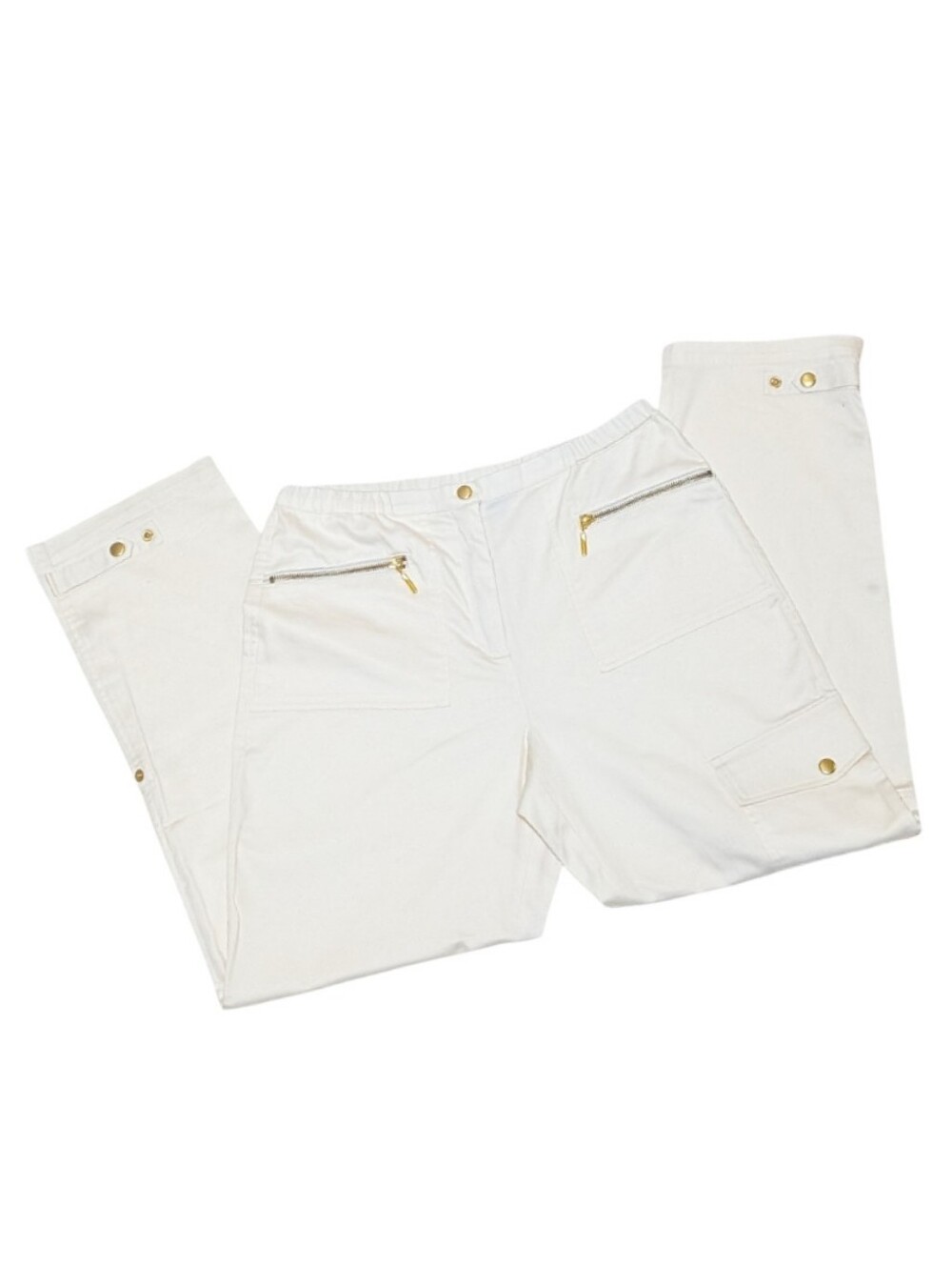 Linea by Louis Dell'Olio Cream White Pants | Adjustable Capri | Cargo | Chic